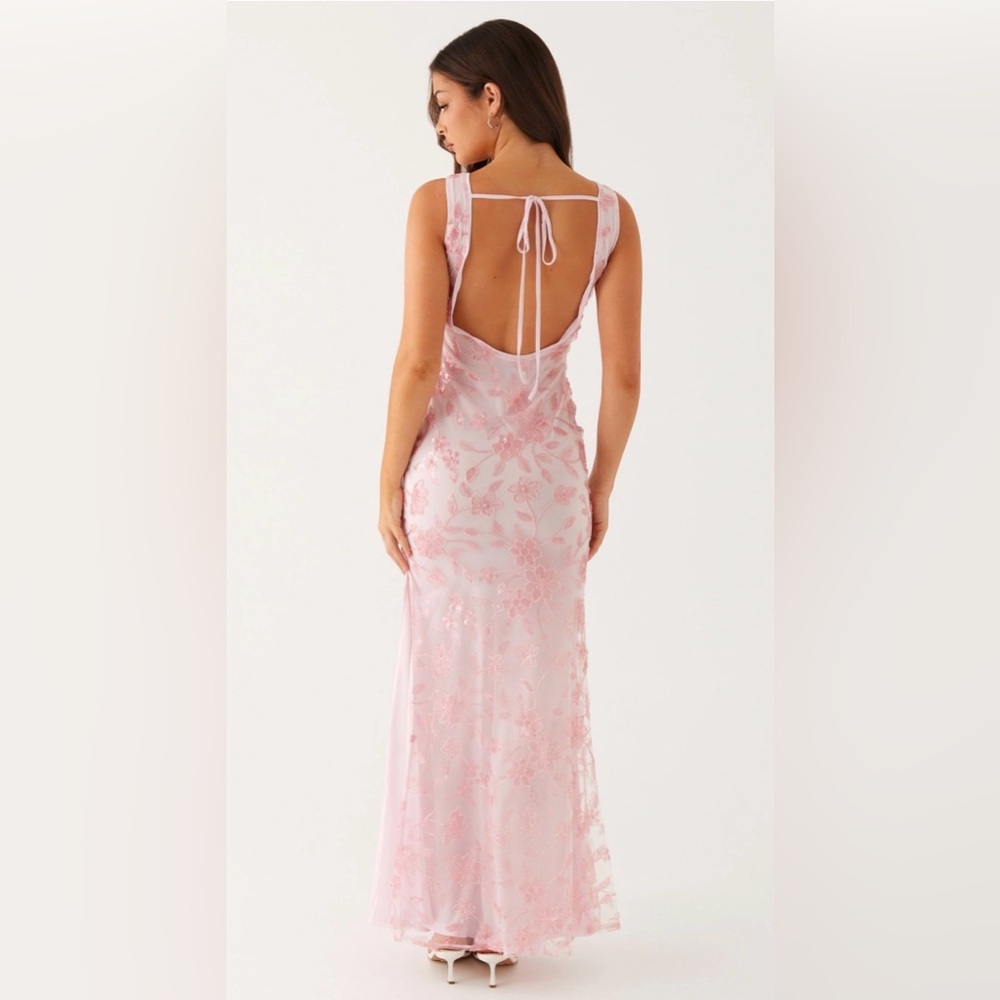 Pink & white beaded and embroidered Maxi Dress peppermayo - Picture 3 of 3
